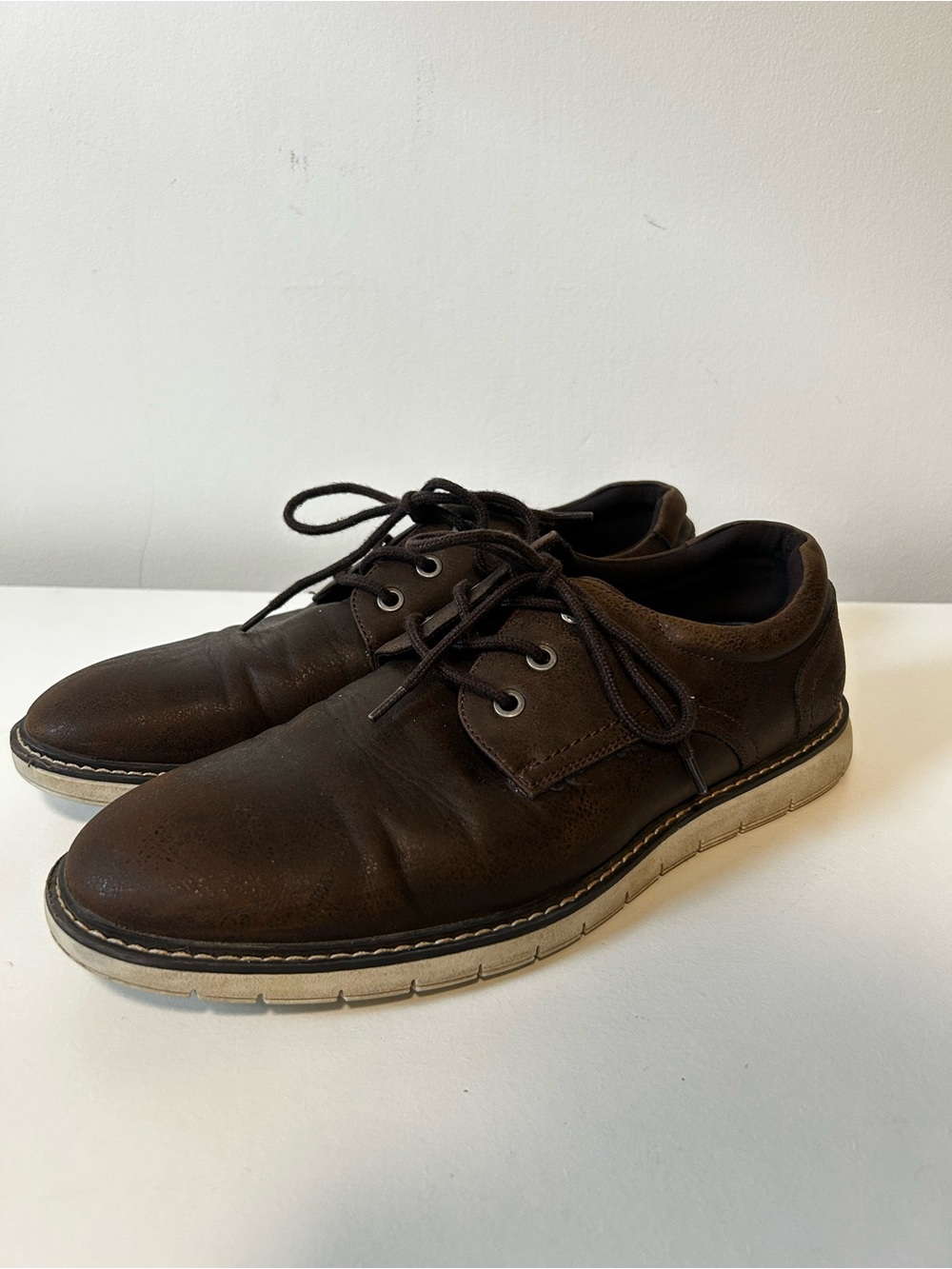 Chaps Brown Leather Lace-Up Oxfords